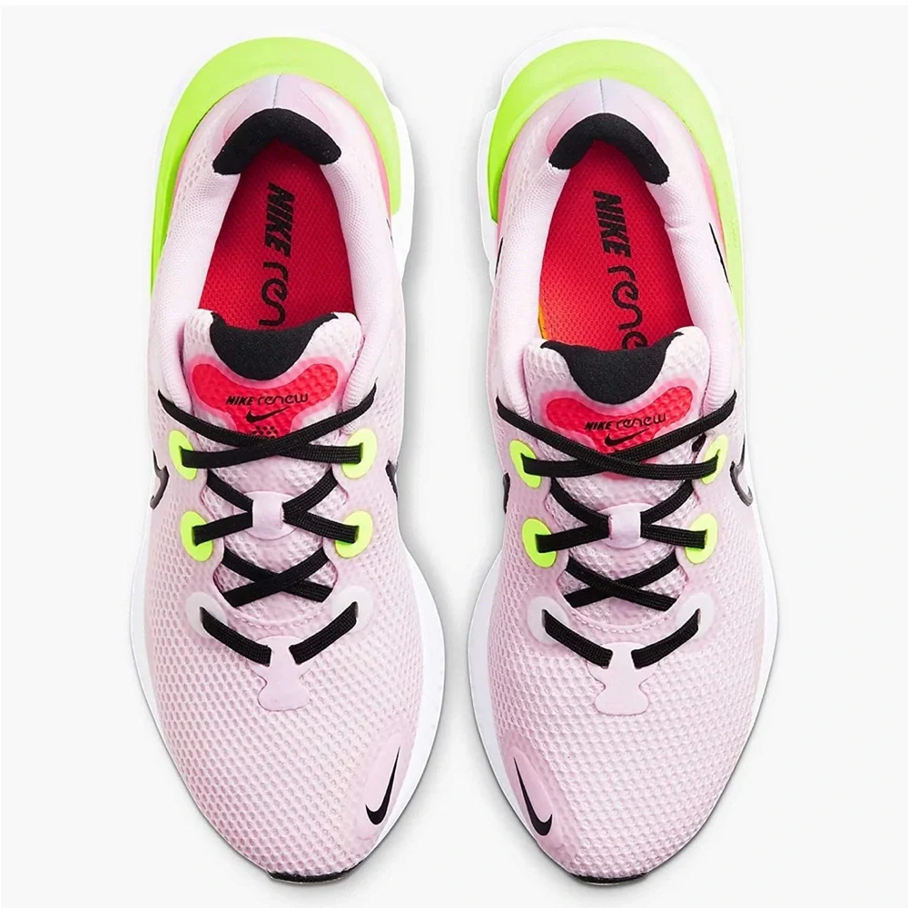 Nike Renew Women's Running Shoes - Pink and Neon Green Yellow - Picture 2 of 12
